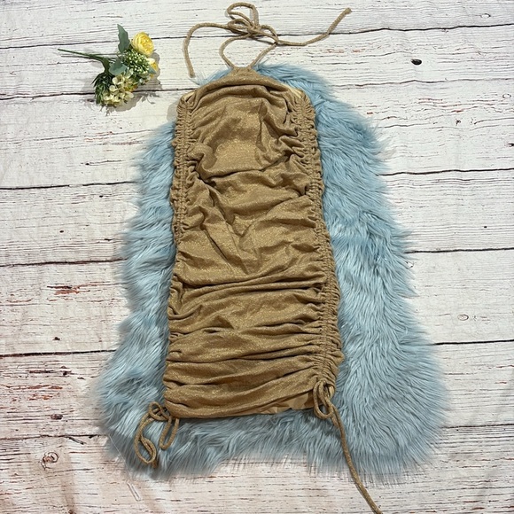 NWT Babyboo Ruched VALENCIA MAXI SKIRT - GOLD SPARKLE - Picture 2 of 9